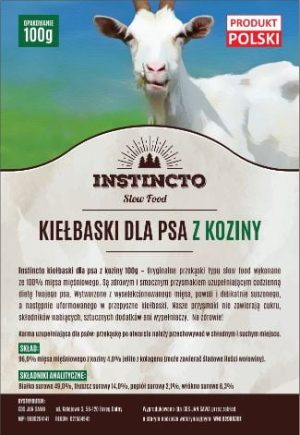 Instincto Kiełbaski dla psa z koziny 100g