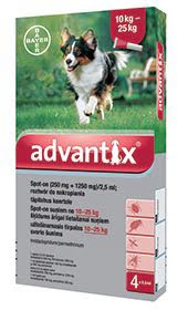 Bayer Advantix krople dla psów od 10 do 25 kg przeciw kleszczom, pchłom i komarom