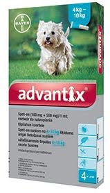Bayer Advantix krople dla psów od 4 do 10 kg przeciw kleszczom, pchłom i komarom